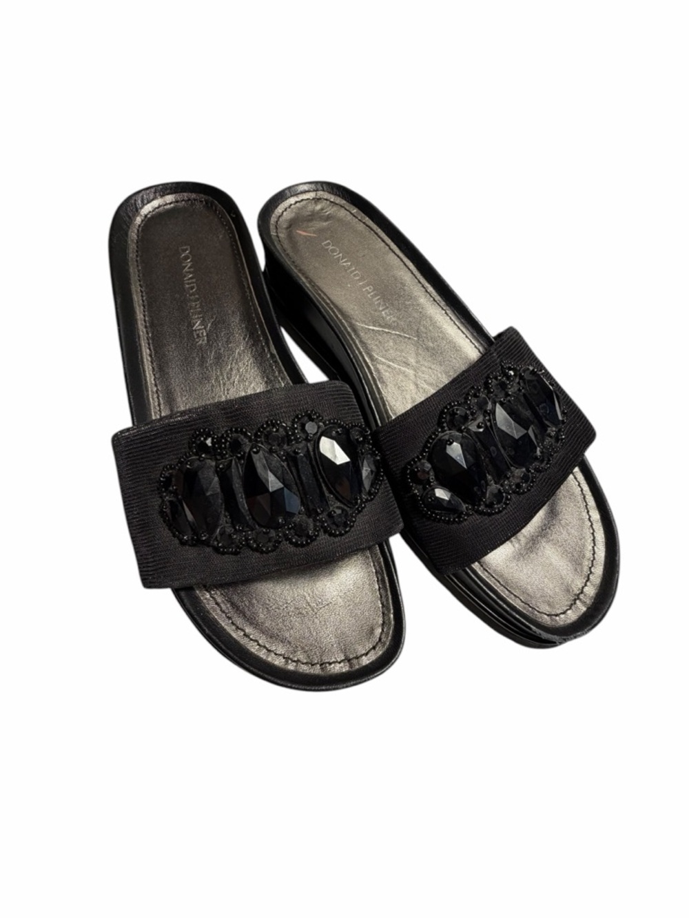 Donald Pliner Embellished Black Slide Sandals Womens 6M